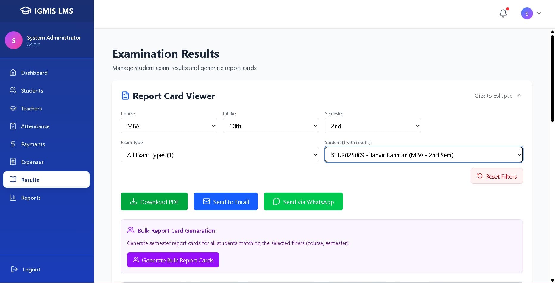 Report card preview